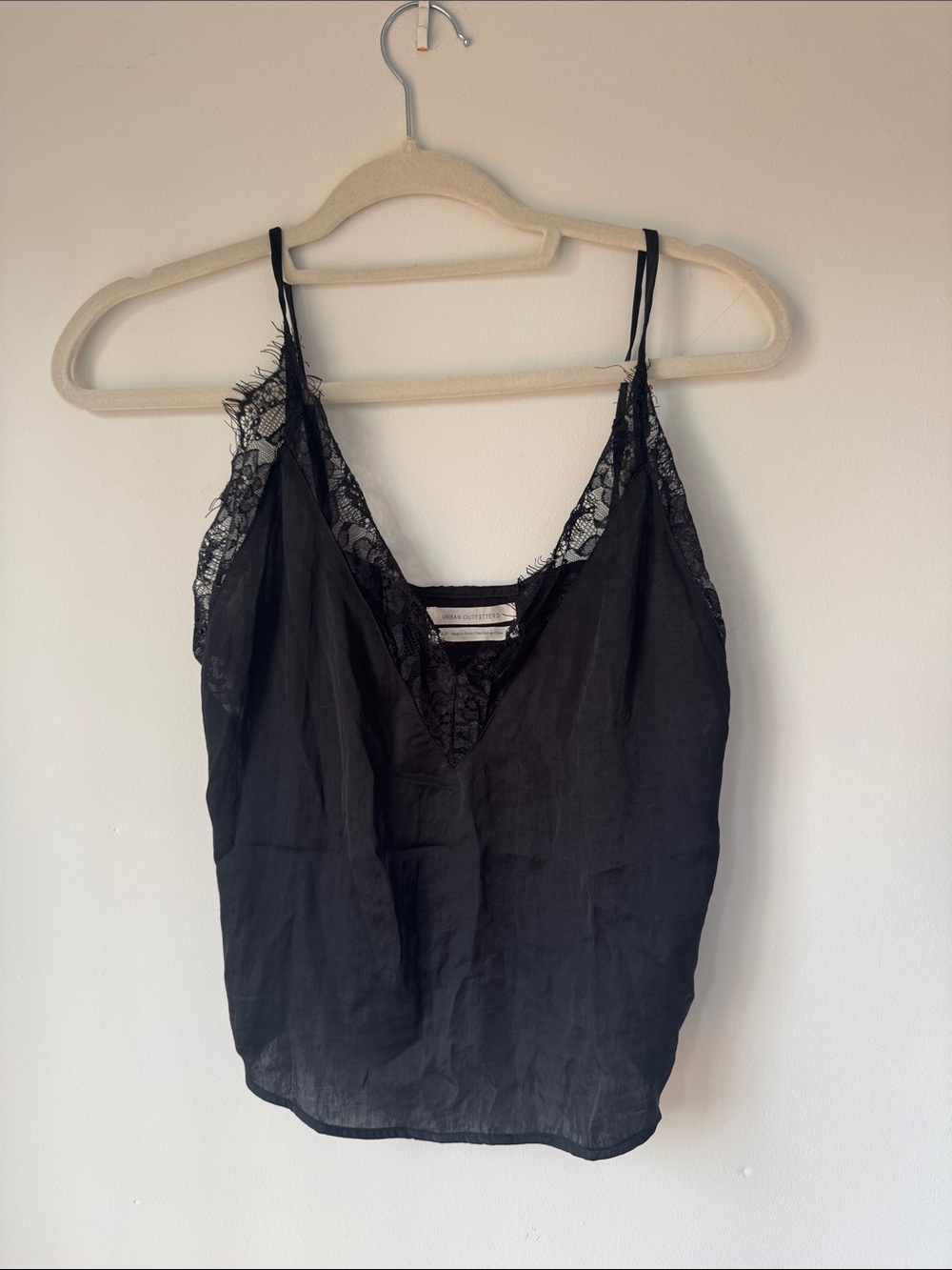 Urban Outfitters Black Lace-Trim Silk Camisole